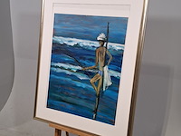 Acryl schilderij, maya wildevuur (1944-2023), paalzitter, 1999 - afbeelding 4 van  9