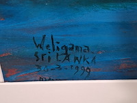 Acryl schilderij, maya wildevuur (1944-2023), paalzitter, 1999 - afbeelding 5 van  9