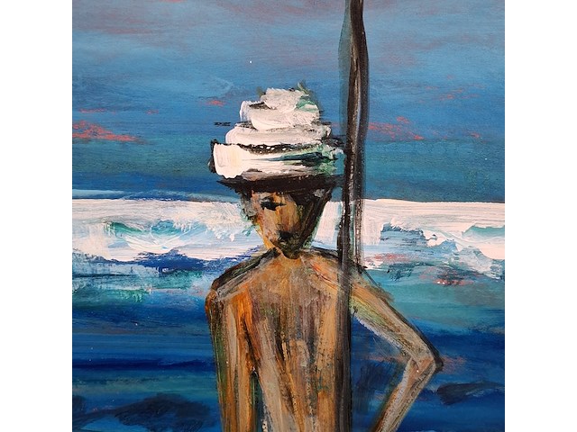 Acryl schilderij, maya wildevuur (1944-2023), paalzitter, 1999 - afbeelding 6 van  9