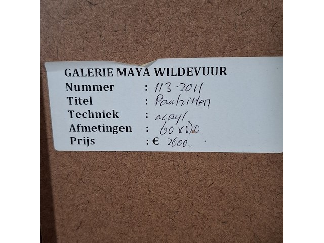 Acryl schilderij, maya wildevuur (1944-2023), paalzitter, 1999 - afbeelding 9 van  9