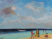 Acryl schilderij, maya wildevuur (1944-2023), puerto moreles, mexico, 2008