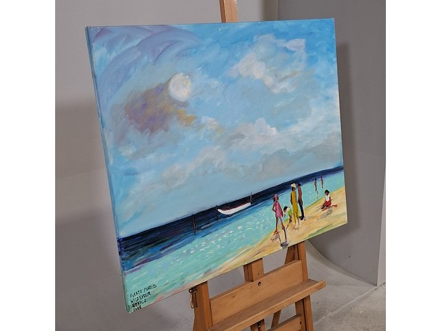 Acryl schilderij, maya wildevuur (1944-2023), puerto moreles, mexico, 2008 - afbeelding 3 van  8