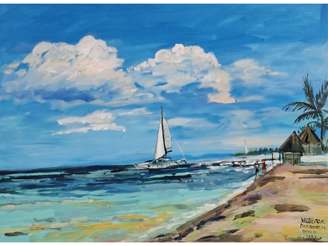 Acryl schilderij, maya wildevuur (1944-2023), puerto morelos, mexico, 2007 - afbeelding 1 van  8