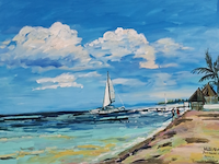 Acryl schilderij, maya wildevuur (1944-2023), puerto morelos, mexico, 2007