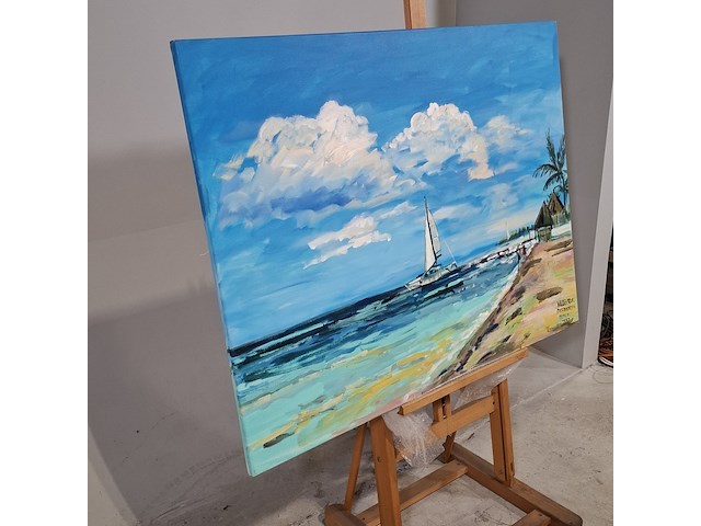 Acryl schilderij, maya wildevuur (1944-2023), puerto morelos, mexico, 2007 - afbeelding 3 van  8