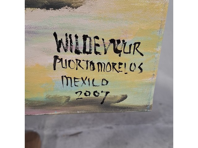 Acryl schilderij, maya wildevuur (1944-2023), puerto morelos, mexico, 2007 - afbeelding 5 van  8