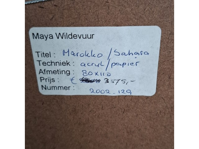 Acryl schilderij, maya wildevuur (1944-2023), sahara marokko, 2002 - afbeelding 2 van  10