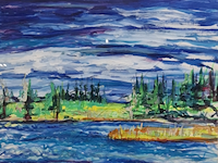 Acryl schilderij, maya wildevuur (1944-2023), sörfors, 1991