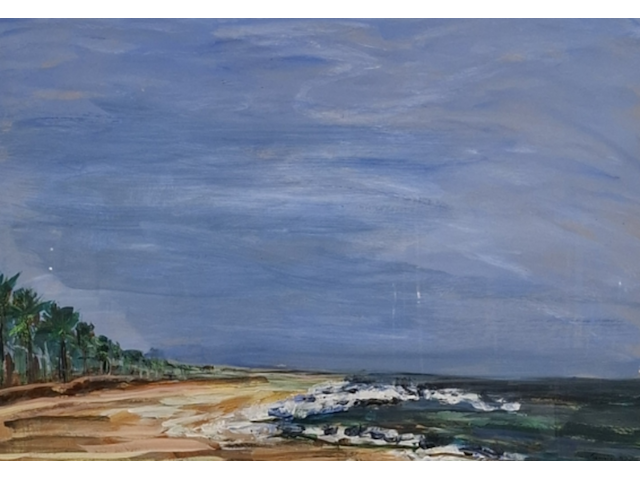 Acryl schilderij, maya wildevuur (1944-2023), strand, 1998 - afbeelding 1 van  9