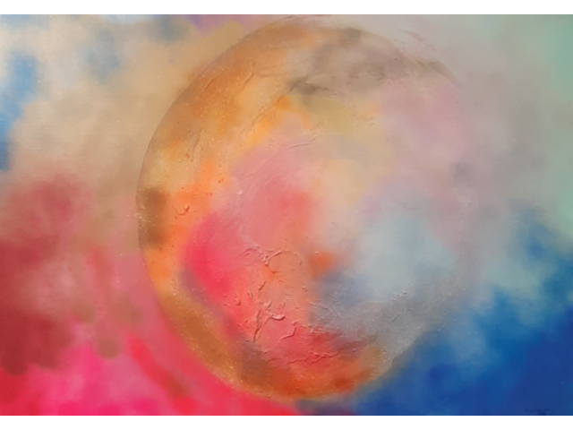 Acryl schilderij, maya wildevuur (1944-2023), 't heelal, 1989 - afbeelding 1 van  8