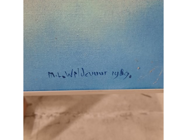 Acryl schilderij, maya wildevuur (1944-2023), 't heelal, 1989 - afbeelding 5 van  8