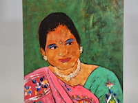 Acryl schilderij, maya wildevuur (1944-2023), vrouw india, 2001 - afbeelding 2 van  8