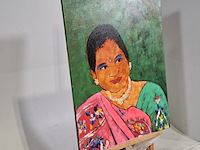 Acryl schilderij, maya wildevuur (1944-2023), vrouw india, 2001 - afbeelding 3 van  8