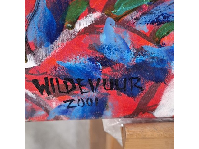 Acryl schilderij, maya wildevuur (1944-2023), vrouw india, 2001 - afbeelding 5 van  8