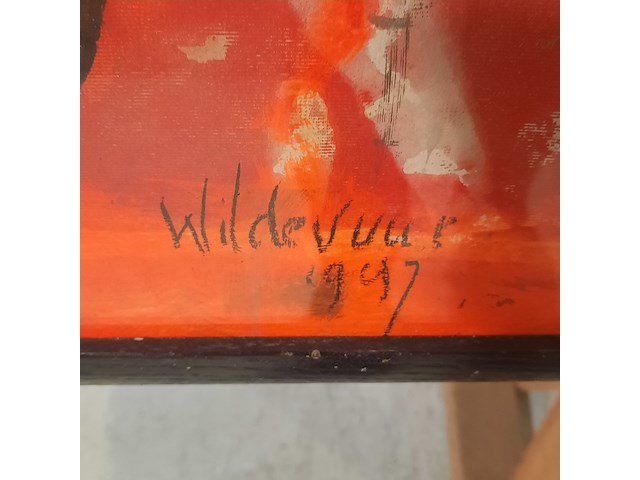 Acryl schilderij, maya wildevuur, abstract, 1997 - afbeelding 5 van  8