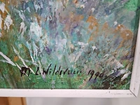 Acryl schilderij, maya wildevuur, bloemenveld, 1990 - afbeelding 4 van  9