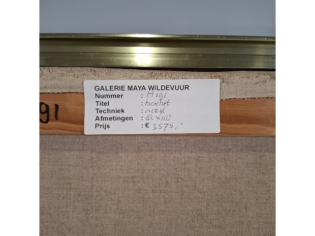 Acryl schilderij, maya wildevuur, boeket, 1989 - afbeelding 2 van  10