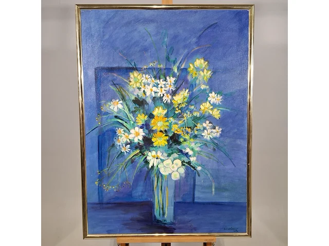 Acryl schilderij, maya wildevuur, boeket, 1989 - afbeelding 1 van  10
