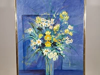 Acryl schilderij, maya wildevuur, boeket, 1989 - afbeelding 1 van  10