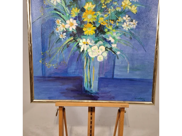 Acryl schilderij, maya wildevuur, boeket, 1989 - afbeelding 4 van  10