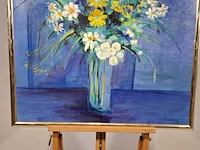 Acryl schilderij, maya wildevuur, boeket, 1989 - afbeelding 4 van  10