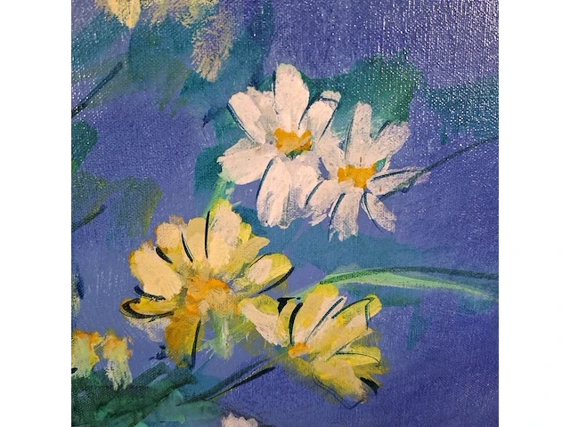 Acryl schilderij, maya wildevuur, boeket, 1989 - afbeelding 5 van  10