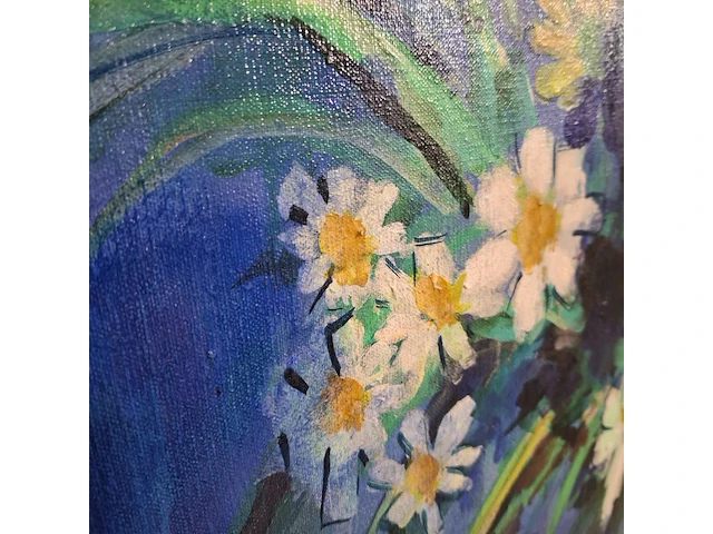 Acryl schilderij, maya wildevuur, boeket, 1989 - afbeelding 7 van  10