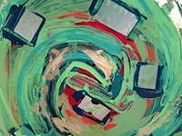 Acryl schilderij, maya wildevuur, compositie - afbeelding 9 van  14