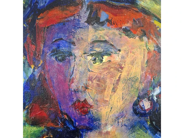 Acryl schilderij, maya wildevuur, dame, 1993 - afbeelding 2 van  9