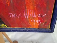 Acryl schilderij, maya wildevuur, dame, 1993 - afbeelding 6 van  9