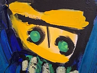 Acryl schilderij, maya wildevuur, figuren, 1992 - afbeelding 3 van  9