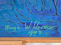 Acryl schilderij, maya wildevuur, figuren, 1992 - afbeelding 6 van  9