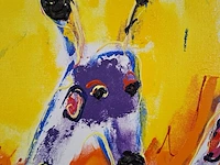 Acryl schilderij, maya wildevuur, giraffe, 1994 - afbeelding 2 van  8