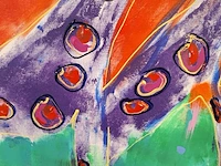 Acryl schilderij, maya wildevuur, giraffe, 1994 - afbeelding 3 van  8