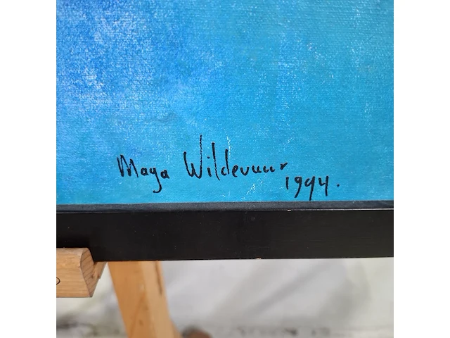 Acryl schilderij, maya wildevuur, giraffe, 1994 - afbeelding 5 van  8