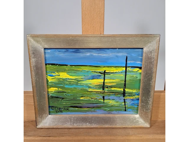 Acryl schilderij, maya wildevuur, hollands landschap, 2003 - afbeelding 1 van  8