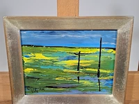 Acryl schilderij, maya wildevuur, hollands landschap, 2003 - afbeelding 1 van  8