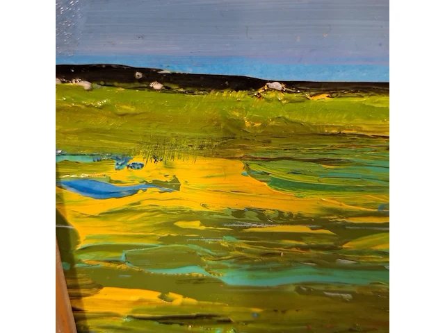 Acryl schilderij, maya wildevuur, hollands landschap, 2003 - afbeelding 3 van  8
