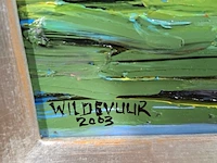 Acryl schilderij, maya wildevuur, hollands landschap, 2003 - afbeelding 4 van  8