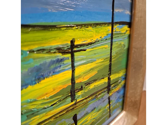 Acryl schilderij, maya wildevuur, hollands landschap, 2003 - afbeelding 5 van  8