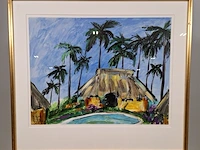 Acryl schilderij, maya wildevuur, motel vanille, 1998 - afbeelding 1 van  8