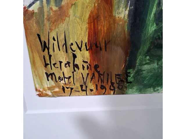 Acryl schilderij, maya wildevuur, motel vanille, 1998 - afbeelding 4 van  8