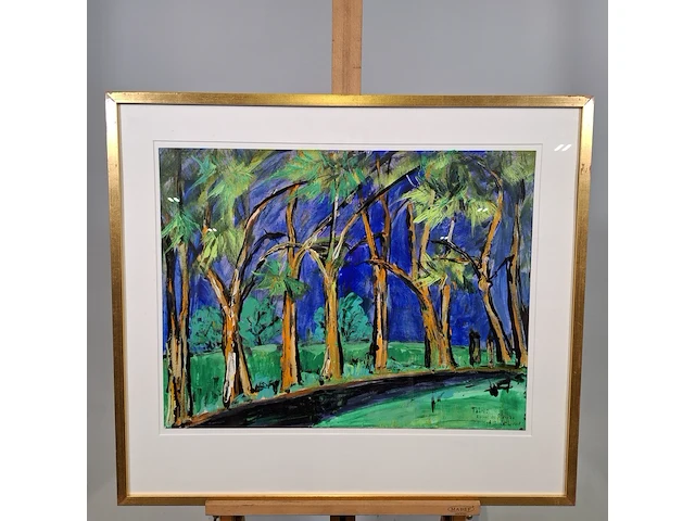 Acryl schilderij, maya wildevuur, route du plateau tahiti - afbeelding 1 van  9