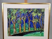 Acryl schilderij, maya wildevuur, route du plateau tahiti - afbeelding 1 van  9