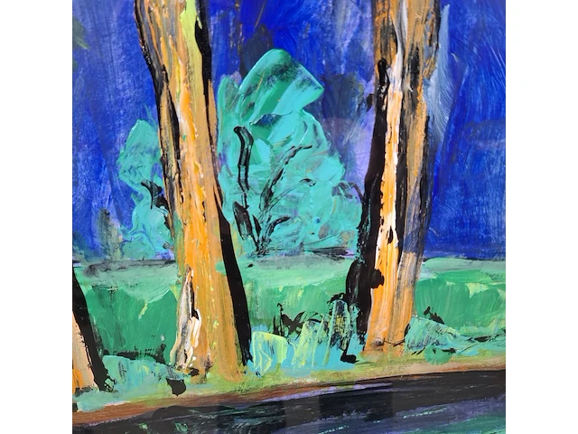 Acryl schilderij, maya wildevuur, route du plateau tahiti - afbeelding 4 van  9