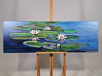 Acryl schilderij, maya wildevuur, waterlelies, 2002 - afbeelding 1 van  10