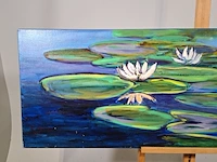 Acryl schilderij, maya wildevuur, waterlelies, 2002 - afbeelding 3 van  10