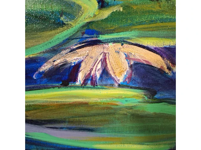 Acryl schilderij, maya wildevuur, waterlelies, 2002 - afbeelding 6 van  10