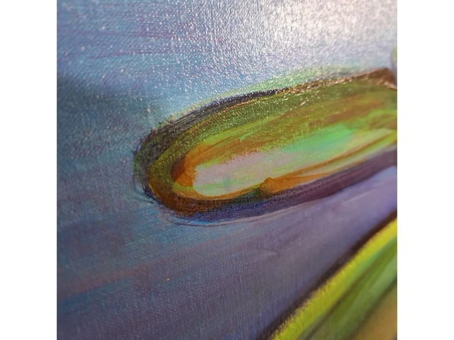Acryl schilderij, maya wildevuur, waterlelies, 2002 - afbeelding 7 van  10