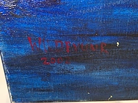 Acryl schilderij, maya wildevuur, waterlelies, 2002 - afbeelding 8 van  10